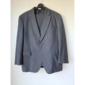 JoS. A. Bank 2-Pcs Suit Check Gray Jacket Blazer 44S Pants 33x29 (or 27.5) Wool